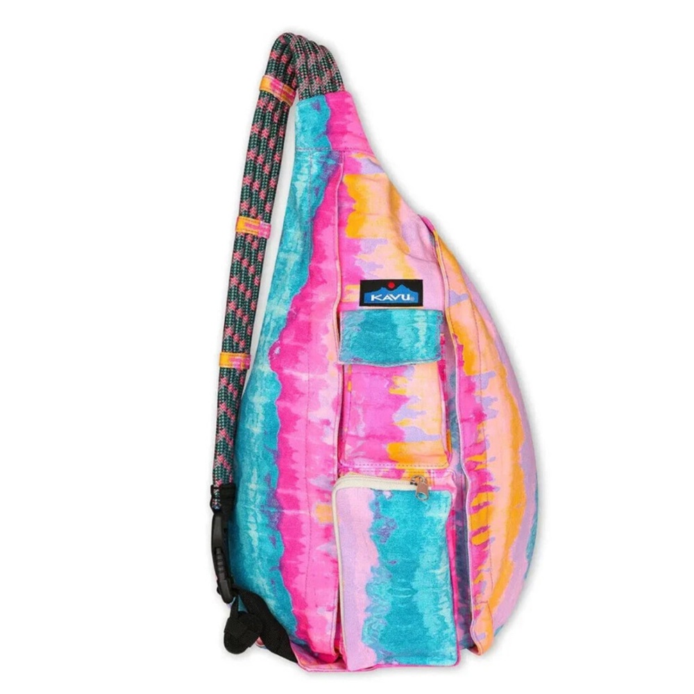 KAVU Tie Dye Rainbow Neon Crossbody Bag 🩷🧡🩵💛💜 - Picture 8 of 8